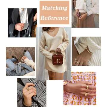 FUNEIA 6Pcs Thick Dome Chunky Rings for Women Men 18K Gold Plated Round Signet Rings Braided Twisted Signet Statement Ring Size 5-9