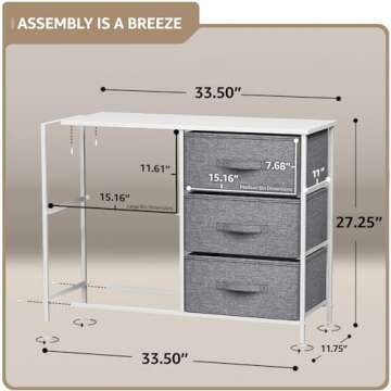 Sorbus 5 Drawer Dresser with Steel Frame & Fabric Bins