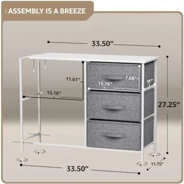 Sorbus 5 Drawer Dresser with Steel Frame & Fabric Bins