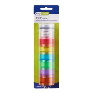 EZY DOSE Weekly Pill Organizer - Easy to Use, Durable, BPA-Free