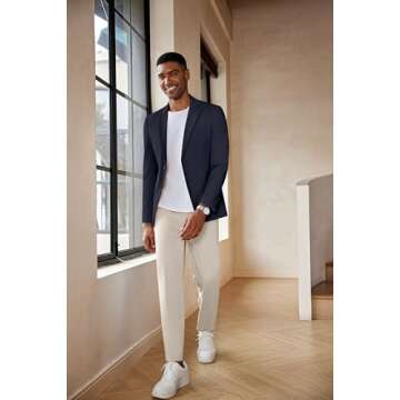 COOFANDY Men's Casual Blazer Lightweight Slim Fit Suit Jacket Two Button Cotton Sport Coats