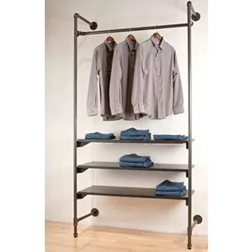 WGX Design For You Industrial Pipe Clothing Rack Wood Garment Rack Pipeline Vintage Rolling Rack On ...