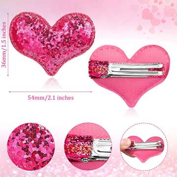 Syhood 9 Pieces Valentine's Day Heart Hair Clips Glitter Sequin Heart Barrettes Hair Clip for Valent...