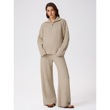 CIDER Women's Wide Leg Ribbed Knit Lounge Pants