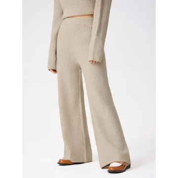 CIDER Women's Wide Leg Ribbed Knit Lounge Pants