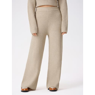 CIDER Women's Wide Leg Ribbed Knit Lounge Pants