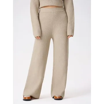 CIDER Women's Wide Leg Ribbed Knit Lounge Pants