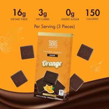 ChocZero Dark Chocolate Orange Squares, Vegan, Sugar Free, Gluten Free, Low Carb, 3.2 Ounce (Pack of 4)