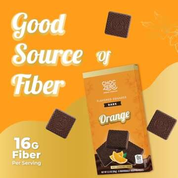 ChocZero Dark Chocolate Orange Squares, Vegan, Sugar Free, Gluten Free, Low Carb, 3.2 Ounce (Pack of 4)