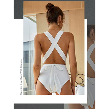 MOLYBELL Women's Chic Deep Plunge Monokini Swimsuit