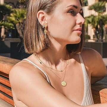 GDCOIN 18K Gold Plated Waterdrop Necklace for Women, Multicolor Zirconia Choker-Sparse, Link Chain N...