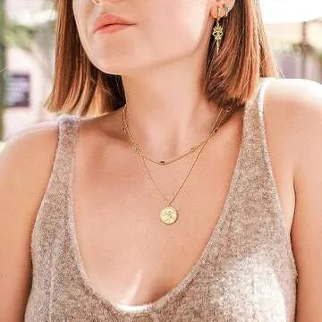 GDCOIN 18K Gold Plated Waterdrop Necklace for Women, Multicolor Zirconia Choker-Sparse, Link Chain Necklace Jewelry Gift