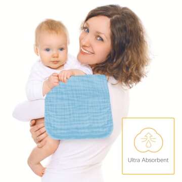 Lovely Care 12 Pack Muslin Burp Cloths - Ultra Soft & Absorbent for Babies