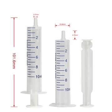 12 Pack 10 ml Plastic Syringe - Durable & Leakproof for Labs & Crafts