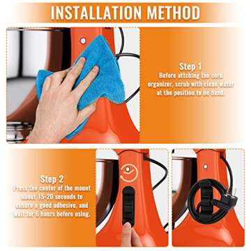 Cord Organizer for Appliances, 4 Pack Kitchen Appliance Cord Winder Tidy Wrap Cord Keeper Holder Cord Wrapper for Appliances Stick On Stand Mixer, Coffee Maker, Pressure Cooker, Air Fryer - Black