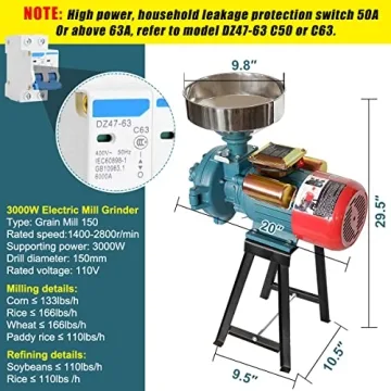 Electric Grain Grinder Mill - 3000W Efficient Grinding Power