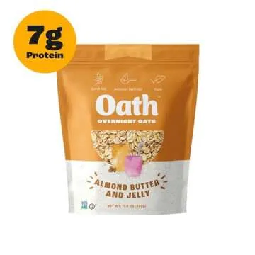 OATH Almond Butter and Jelly Overnight Oats, Gluten-Free, Non GMO, Vegan, Kosher, 11.6 OZ (Pack of 1)