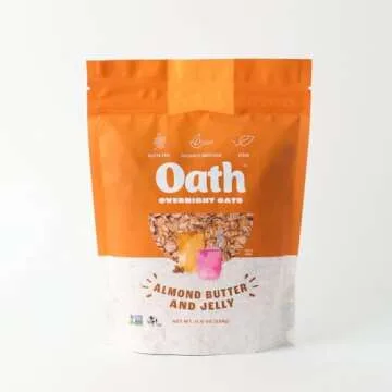 OATH Almond Butter and Jelly Overnight Oats, Gluten-Free, Non GMO, Vegan, Kosher, 11.6 OZ (Pack of 1)
