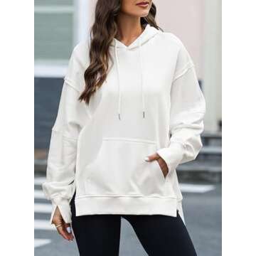 SHEWIN Womens Fall Fashion 2024 Y2k Hoodie Long Sleeve Lightweight Pullover Oversized Sweatshirt Hoo...