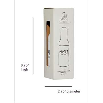 Santa Barbara Design Studio Electric Pepper Grinder Metal Automatic Spice Grinder, 8.75" Tall, Matte Grey