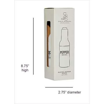 Santa Barbara Design Studio Electric Pepper Grinder Metal Automatic Spice Grinder, 8.75" Tall, Matte Grey