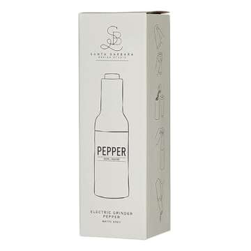 Santa Barbara Design Studio Electric Pepper Grinder Metal Automatic Spice Grinder, 8.75" Tall, Matte Grey