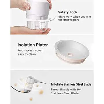 Wireless mini Electric Food Processor for Garlic chopper,Dicing, Mincing & Puree (100 ml, white)