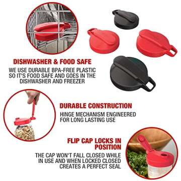Masontops Multi Top - 2PK - Wide Mouth Mason Jar Lids with Pour Spout and Flip Cap – Sip, Pour, Store & More - Pour Spout Lid - Jar Not Included