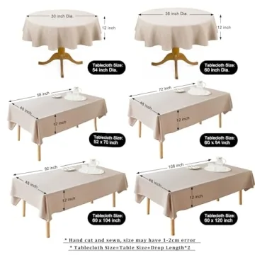 50" Round Tablecloth for Dining & Outdoor Events