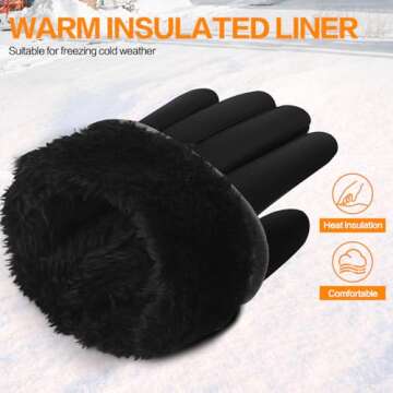 FEWTUR Winter Gloves for Women Running in Cold Weather - Touchscreen Gloves for Bike Hiking (Jet Bla...