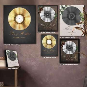 Personal-Prints | Our Song Customized Vinyl/LP Romantic Gift | Personalized Wall Art for Wedding, Anniversary, Valentine’s Day or Christmas (11"x14" Stretched Canvas - Gold)