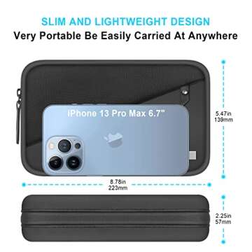 Lacdo Electronic Organizer Accessory Pouch for MacBook Charger, Cables, Power Bank, Hard Drive, Travel Cords, SD Card, Water-resistant Storage Bag with Card Slots for Memory Card, Black