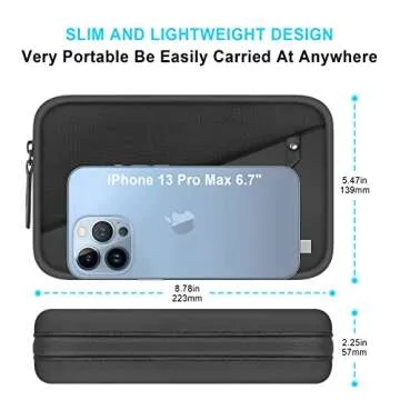 Lacdo Electronic Organizer Accessory Pouch for MacBook Charger, Cables, Power Bank, Hard Drive, Travel Cords, SD Card, Water-resistant Storage Bag with Card Slots for Memory Card, Black