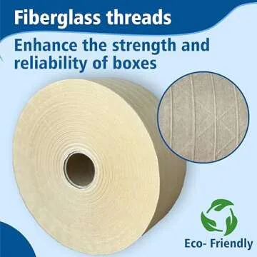 3'' x 450 Feet Reinforced Water Activated Gummed Kraft Paper Tape, for Heavy Duty Secure Packing Shipping, Tamper Evident Gummed Tape, Brown - 1 Roll