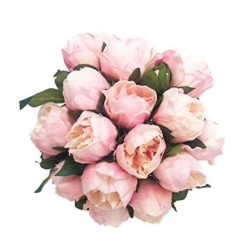 Meide Group USA 14" Real Touch Latex Peony Bunch Artificial Spring Flowers for Home Decor, Wedding B...