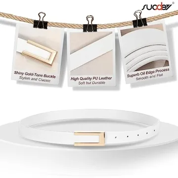 SUOSDEY Reversible Women Leather Belts with Gold Buckles