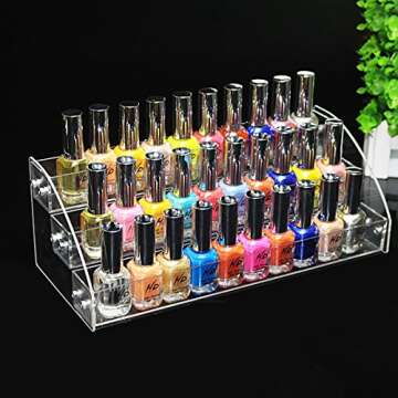 Clear Nail Polish Organizer, Acrylic Nail Polish Holder 2/3/4/5/6 Rows Counter Display Rack Holds Up 38-108 Bottles for Home and Store Display