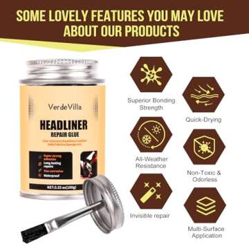 Headliner Repair Glue for Car Interiors, Waterproof & Non-Toxic