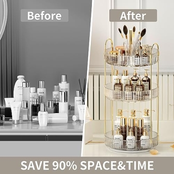 Stylish 360° Rotating Makeup Organizer for Any Space