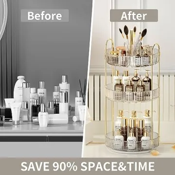 Stylish 360° Rotating Makeup Organizer for Any Space