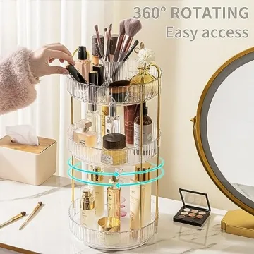 Stylish 360° Rotating Makeup Organizer for Any Space