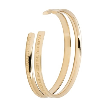 Stella Valle Mother Daughter Bracelets 18K Gold Plated Cuff Bracelet for Women w/Mantra Matching Bra...