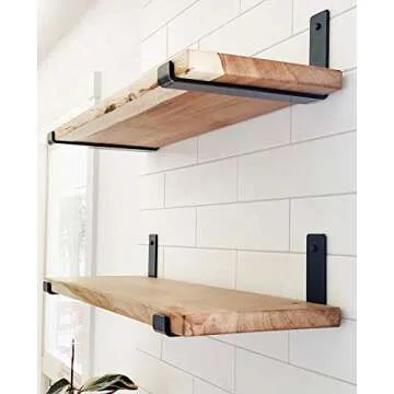 LEOPO 12 inch Shelf Bracket for DIY Floating Shelf, 1/5 inch Thick Heavy Duty Bracket, 6 Pack, 11.25” x 6” x 1.5”