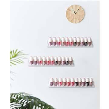 LikeU Nail Polish Rack Wall Mounted Shelf 4 Pack,Clear Acrylic Nail Polish Holder Organizer with Rem...