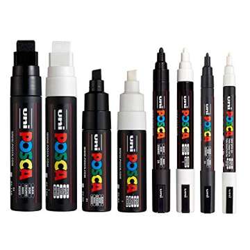 POSCA 8 Pack Medium to Large Black & White Paint Pens Set