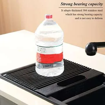 Berglander Black Dish Drying Rack Over The Sink, L17.5*W 15" Rollable Tianium Black Plating Stainless Steel Dish Rack with Removable Storage Basket, Perfect for Kitchen Sink