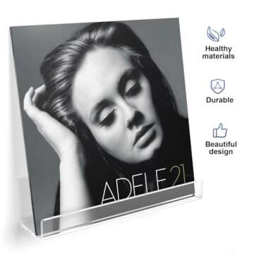 Laurensory Vinyl Record Shelf Wall Mount, 6 Pack Clear Acrylic Album Record Holder Display, Kids Bookshelf, Floating Wall Shelves for Bathroom, Bedroom, Living Room, Kitchen, 7 inch