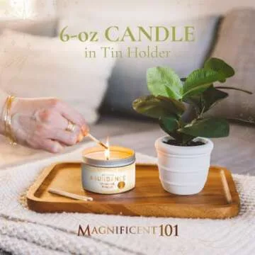 Magnificent 101 Long Lasting Abundance Smudge Candle | 6 Oz - 35 Hour Burn Time | Soy Wax Candle with Lemon, Rosemary & Sandalwood for House Energy Cleansing & Manifestation