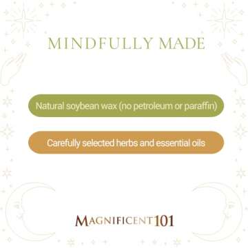 Magnificent 101 Long Lasting Abundance Smudge Candle | 6 Oz - 35 Hour Burn Time | Soy Wax Candle with Lemon, Rosemary & Sandalwood for House Energy Cleansing & Manifestation