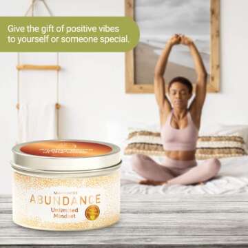 Magnificent 101 Long Lasting Abundance Smudge Candle | 6 Oz - 35 Hour Burn Time | Soy Wax Candle with Lemon, Rosemary & Sandalwood for House Energy Cleansing & Manifestation